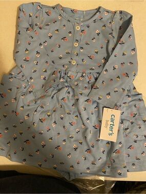 Carter's Light Blue Floral Knit Skirted Bottom